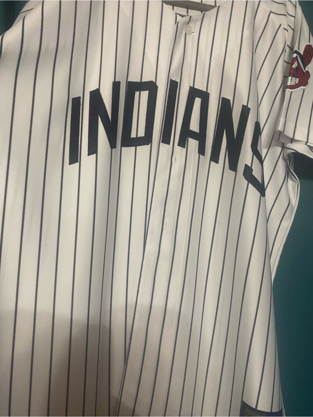 Cleveland Indians White Pinstripe Baseball Jersey